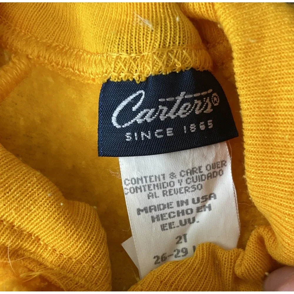 Vintage‎ Carter's 2T One Piece Fleece Pajamas Yellow Unisex